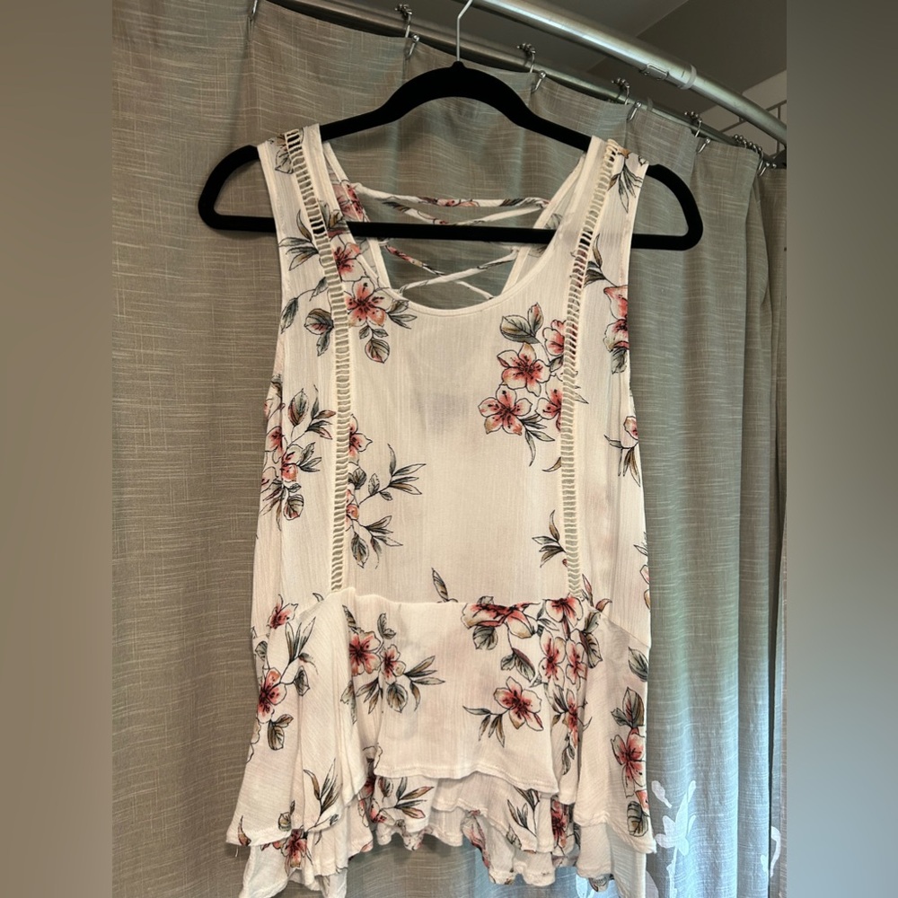 Cute, floral sleeveless summer top.